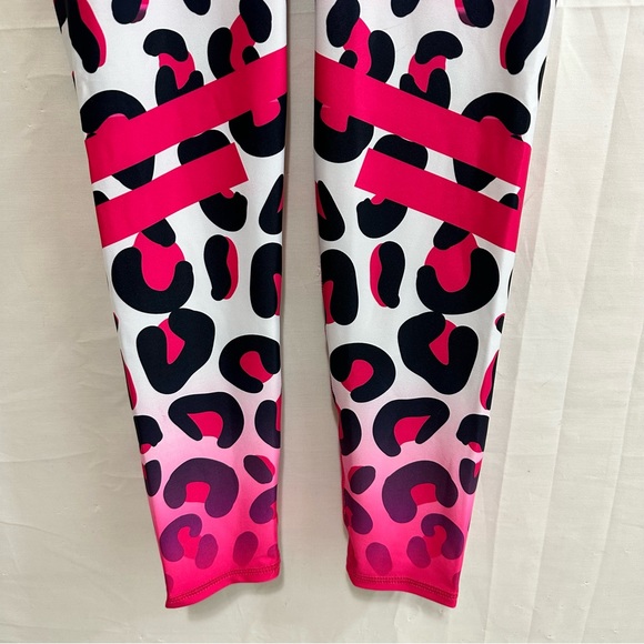 Hecho En Colombia Pink Leopard Print Workout Activewear Leggings - Picture 3 of 9